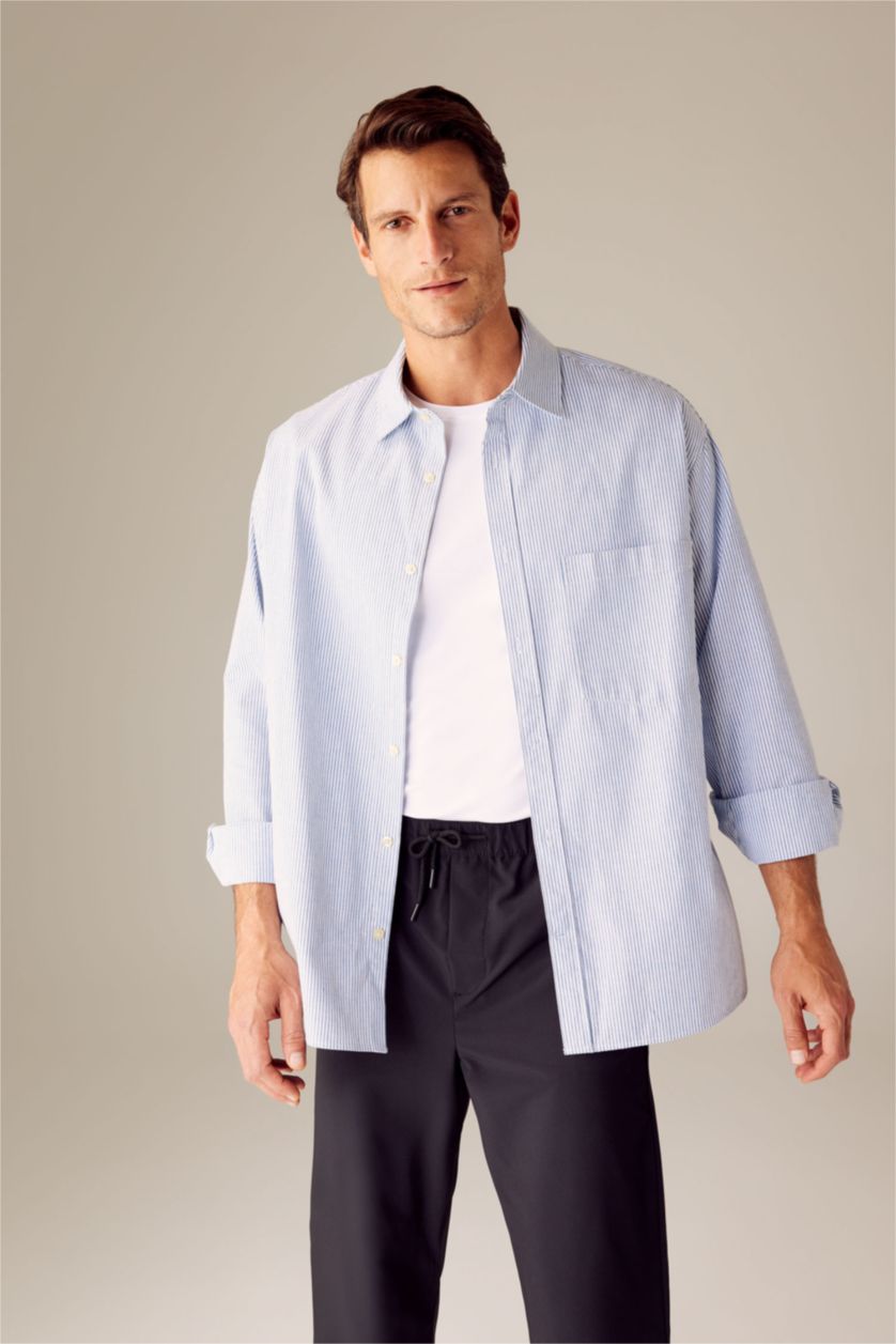 رجال أزرق قميص بولو مطبوع قصة مريحة