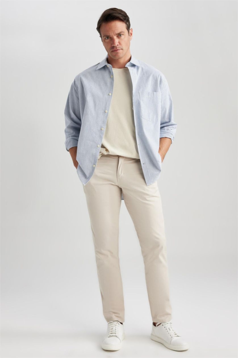 رجال أزرق قميص بولو مطبوع قصة مريحة