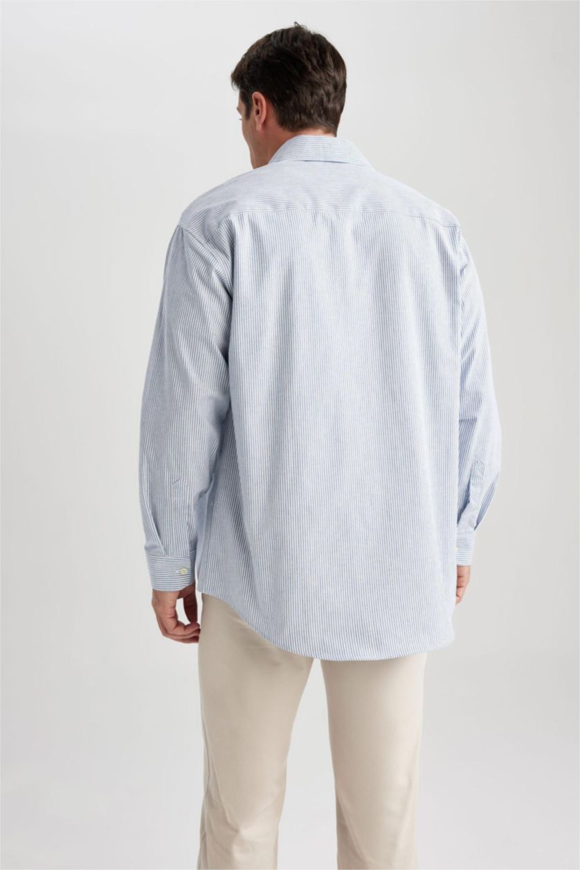 رجال أزرق قميص بولو مطبوع قصة مريحة