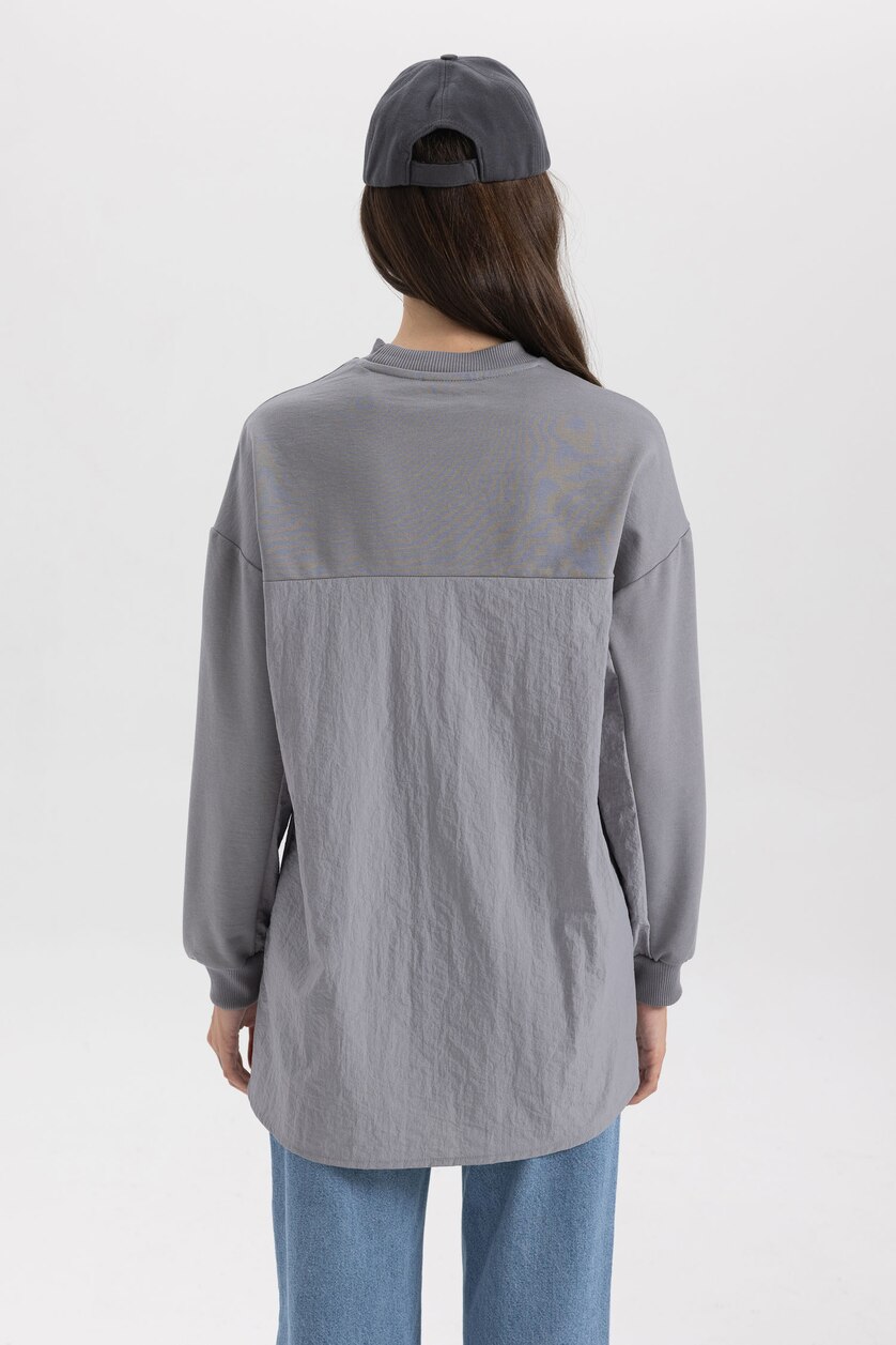 نساء رمادي Regular Fit Long Sleeve Tunic