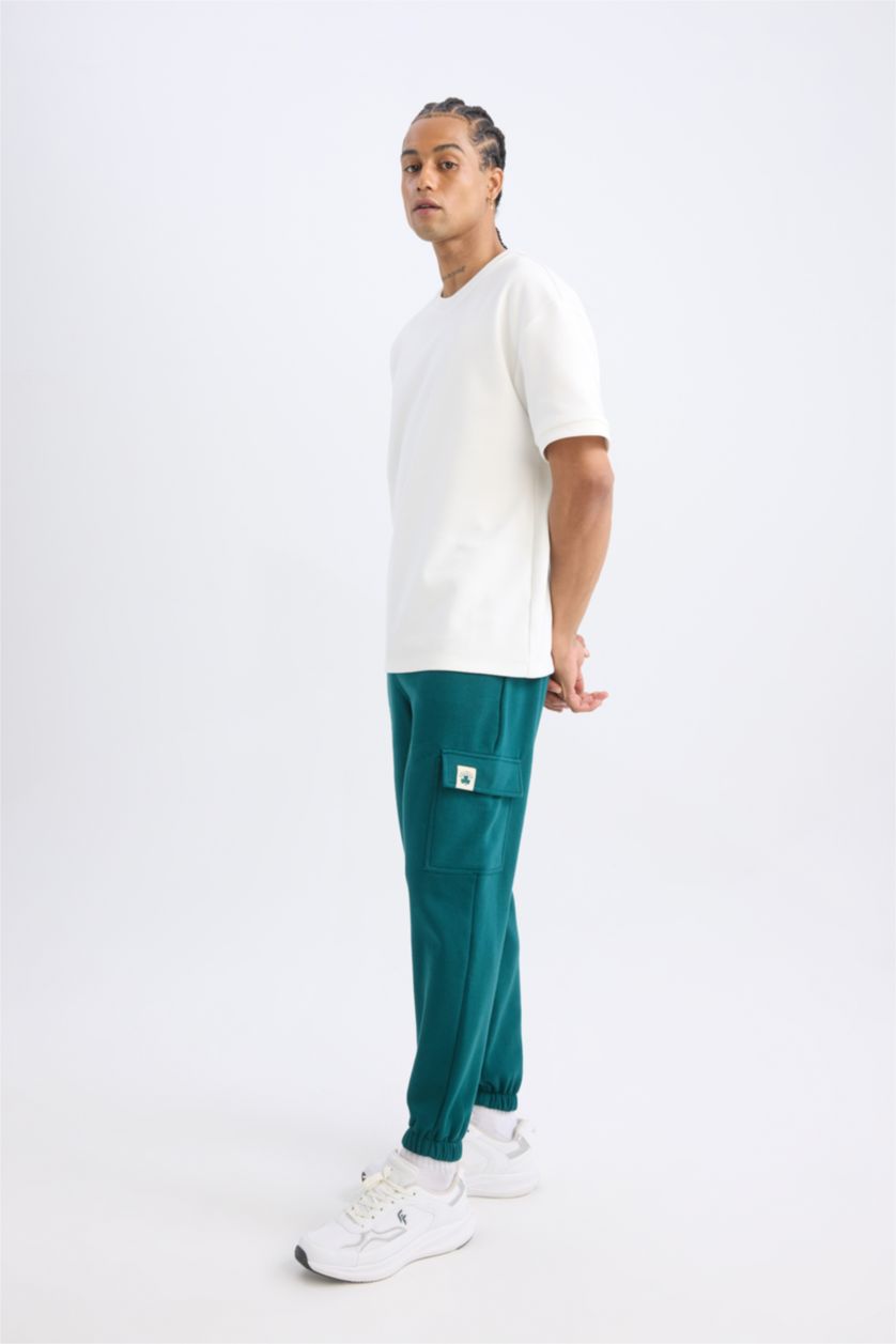 Erkek Yeşil Standart Fıt Kalın Sweatshirt Kumaşı Jogger