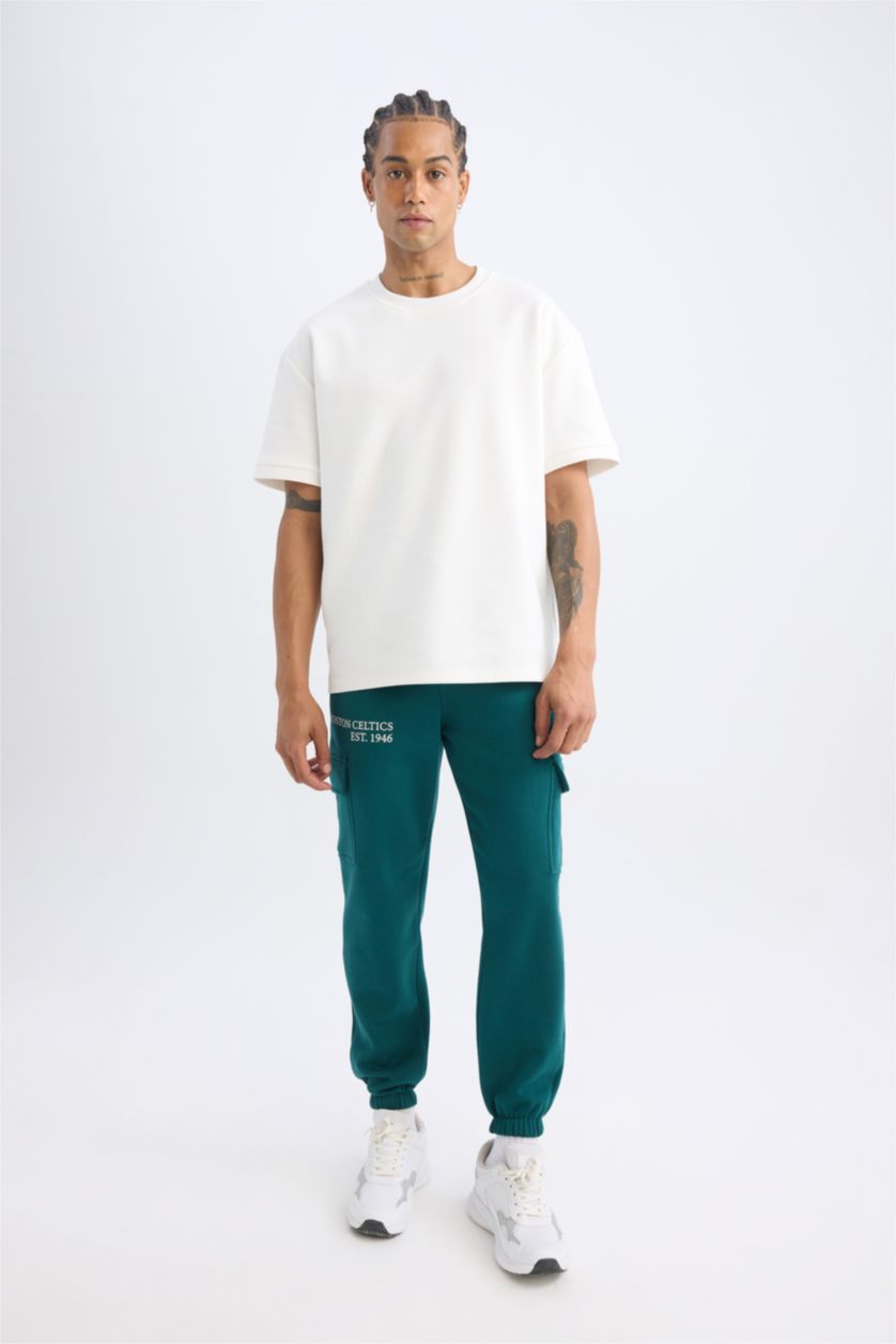 Erkek Yeşil Standart Fıt Kalın Sweatshirt Kumaşı Jogger