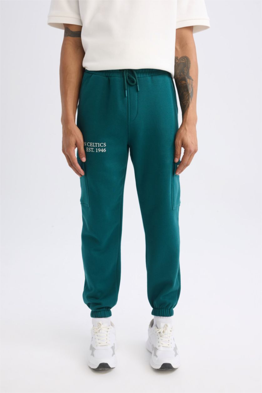 Erkek Yeşil Standart Fıt Kalın Sweatshirt Kumaşı Jogger