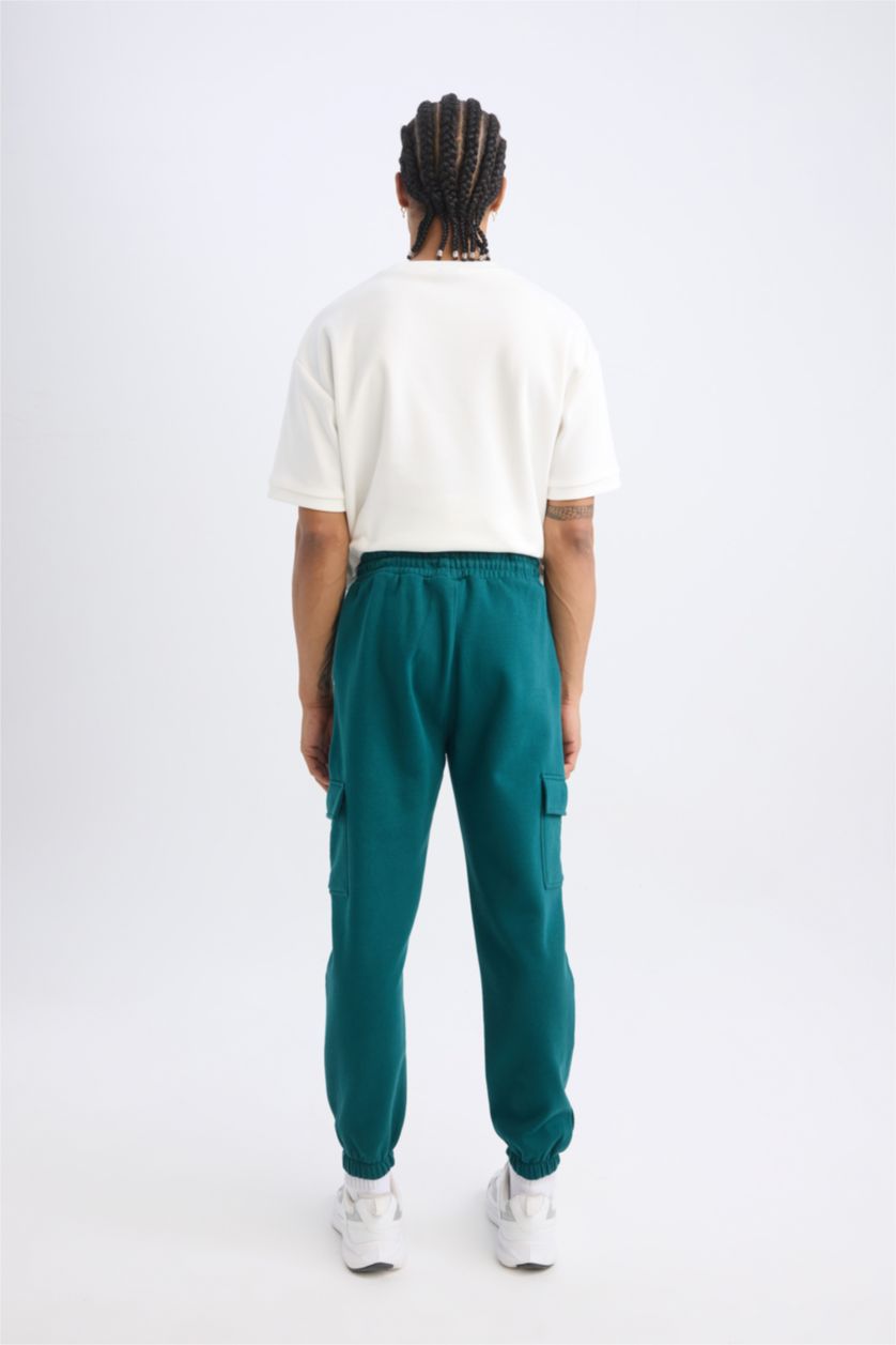 Erkek Yeşil Standart Fıt Kalın Sweatshirt Kumaşı Jogger