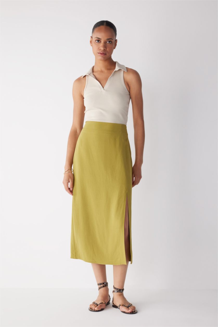 Женщины Хаки Юбка миди со средней талией