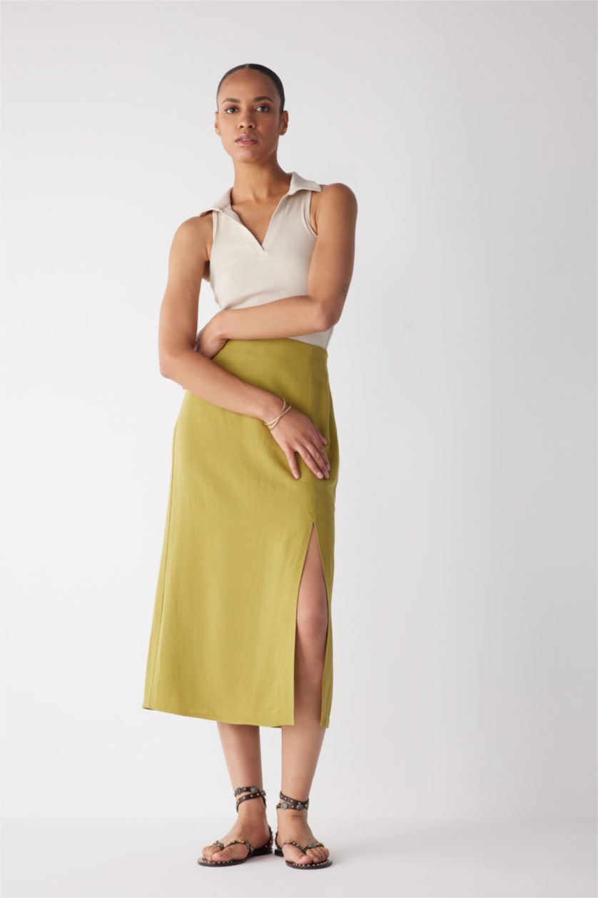 Женщины Хаки Юбка миди со средней талией