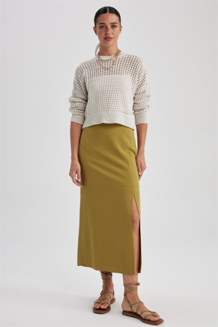 Женщины Хаки Юбка миди со средней талией