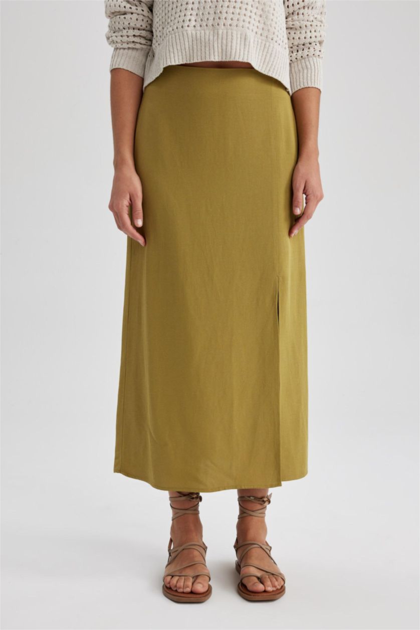 Женщины Хаки Юбка миди со средней талией