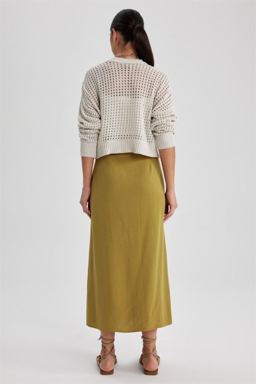 Женщины Хаки Юбка миди со средней талией