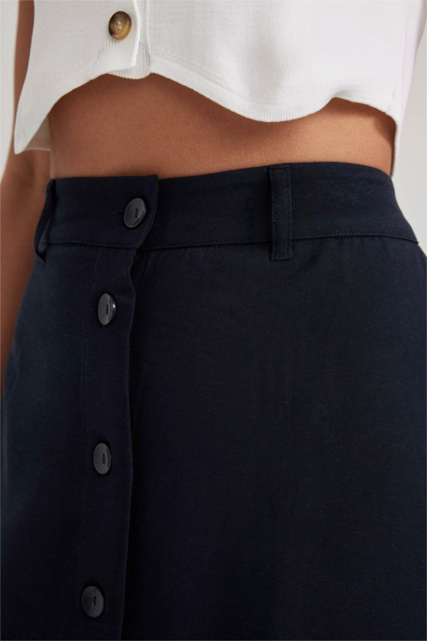 FEMME Marin Jupe En Tissés Lin Mélangé Taille Normale Doublé