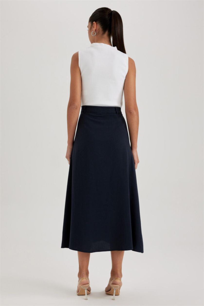 FEMME Marin Jupe En Tissés Lin Mélangé Taille Normale Doublé