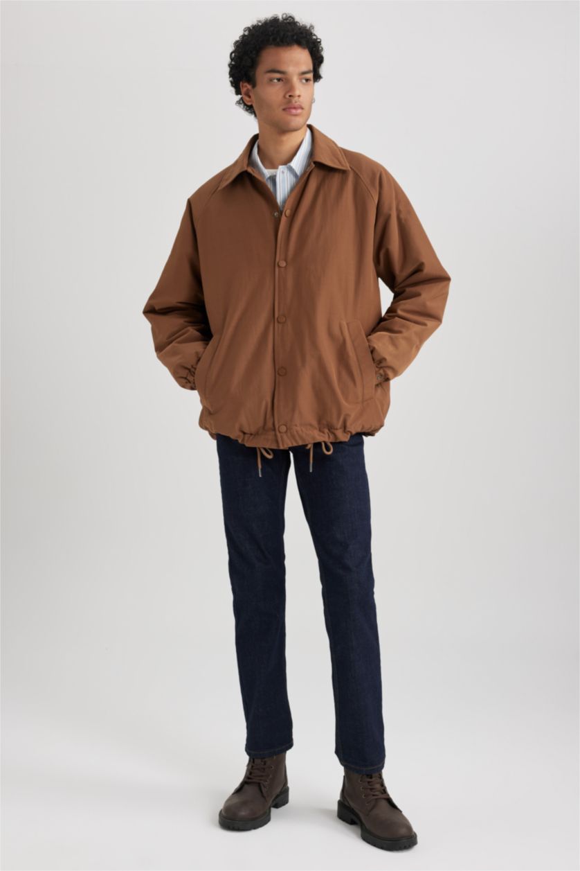 Erkek Açık Kahve Düğmeli Mont