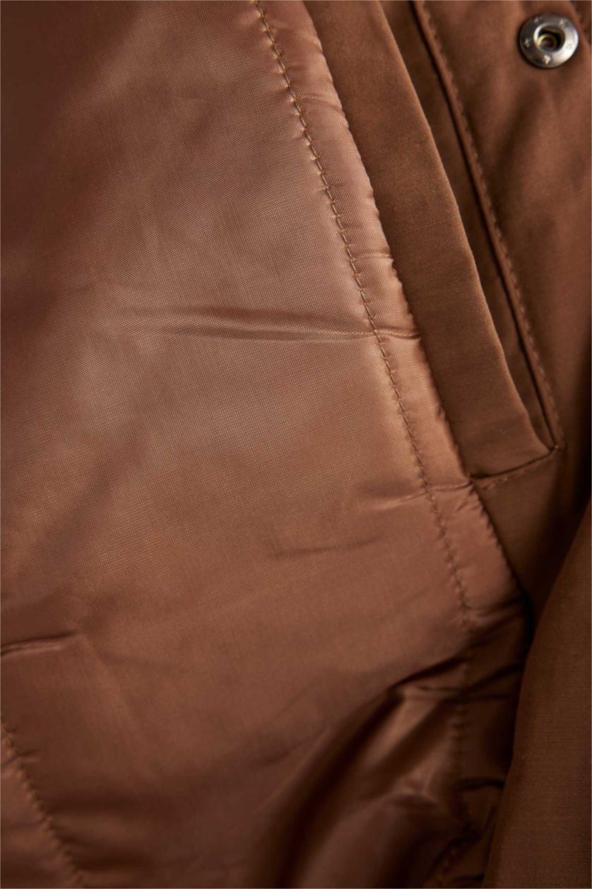 Erkek Açık Kahve Düğmeli Mont