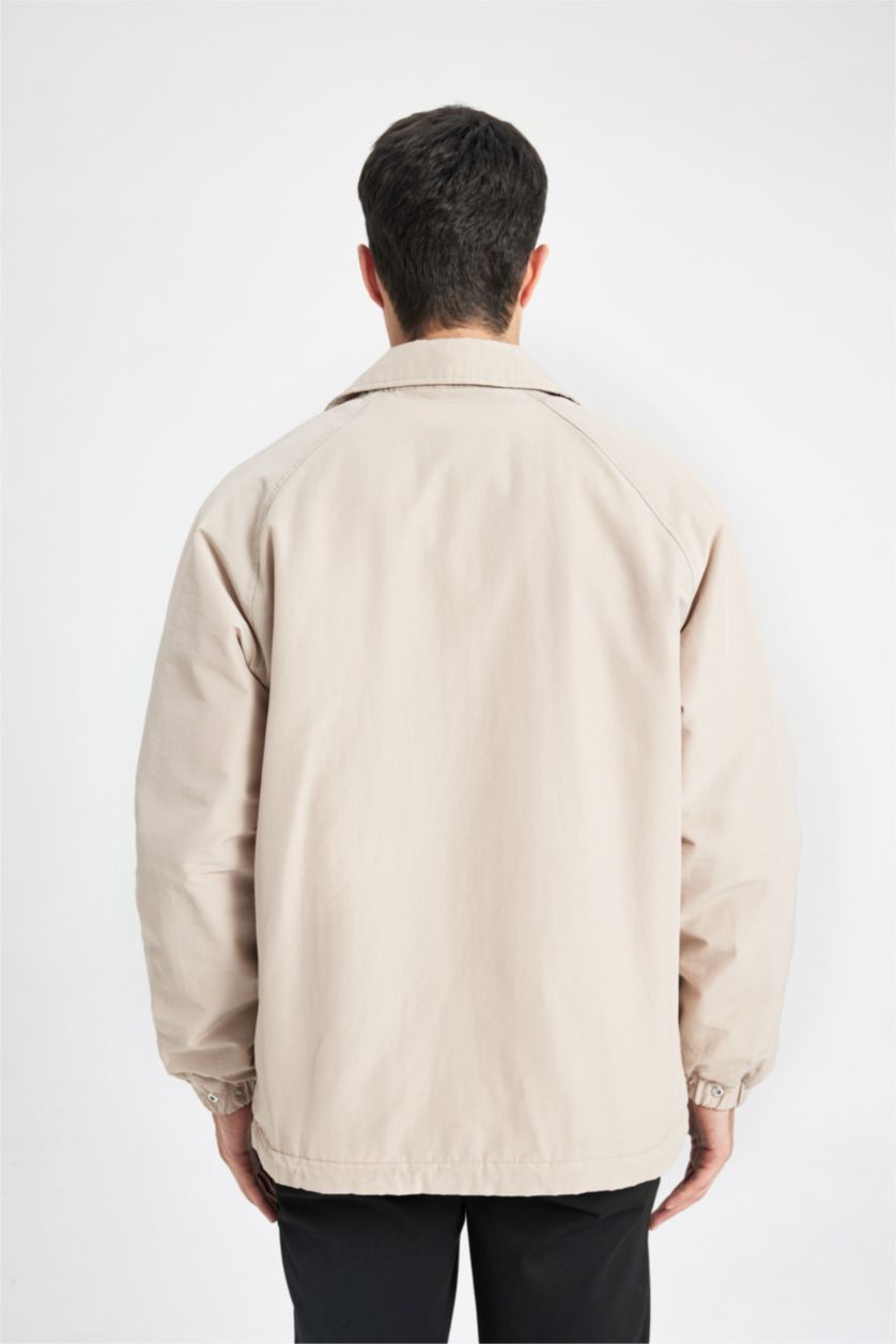 رجال بيج جاكيت قصة مريحة برقبة بولو