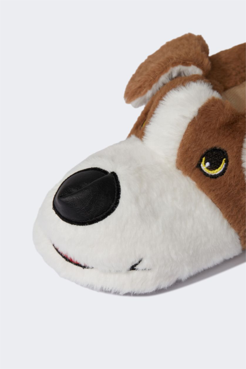 Erkek Çocuk - Genç Erkek Vizon Erkek Çocuk Köpek Temalı Düz Taban Panduf