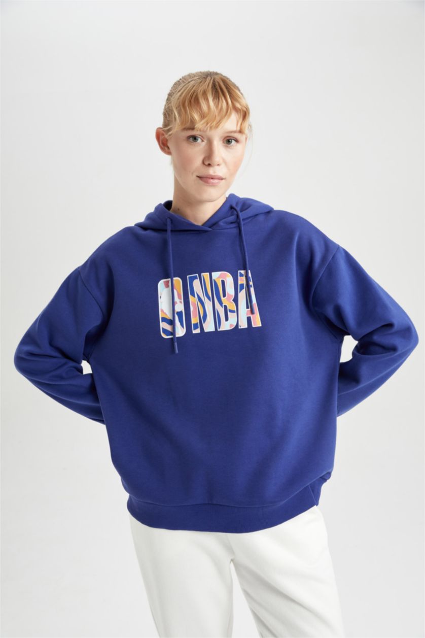 نساء أزرق فاقع سويت شيرت اوفر سايز بكابيشون من NBA