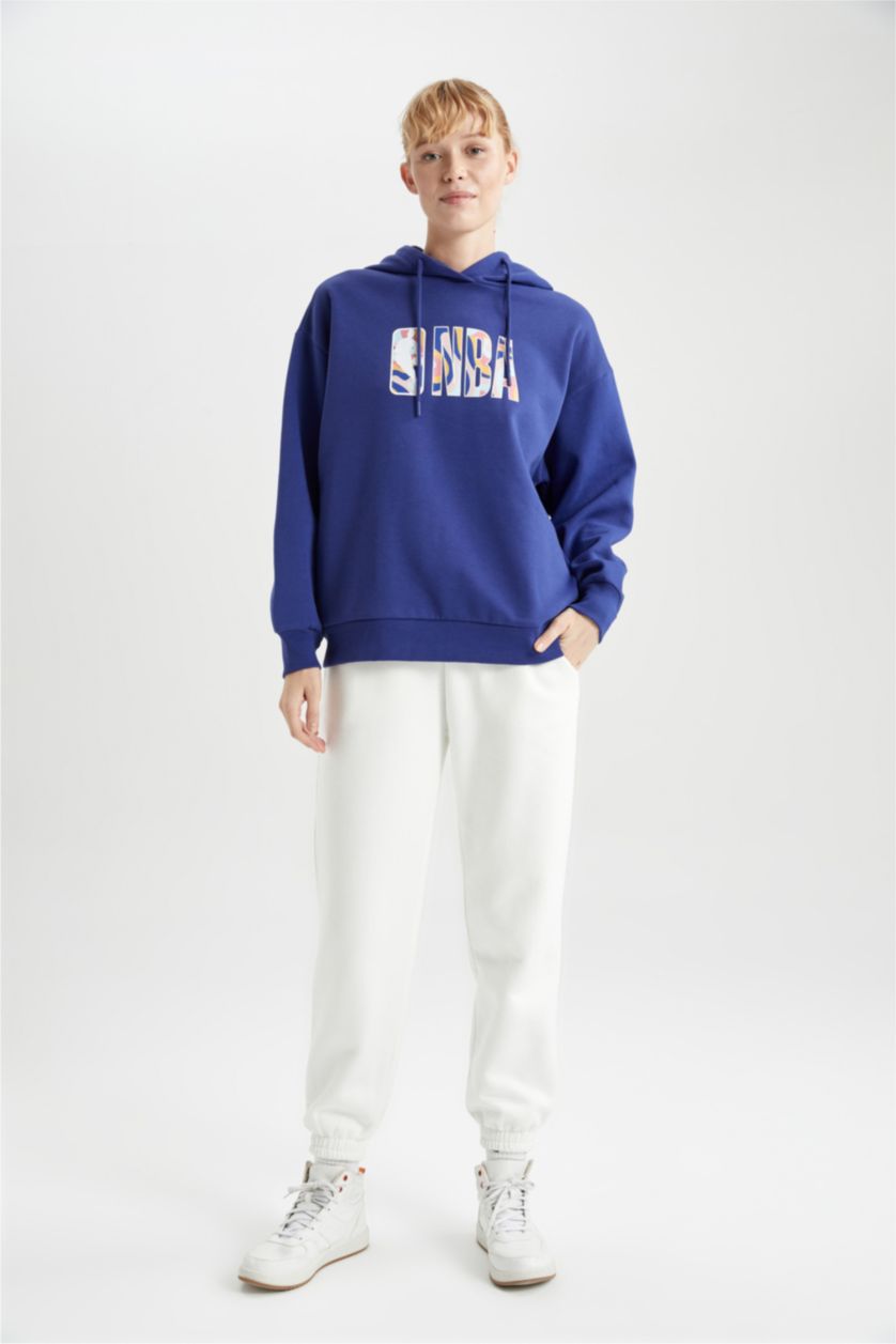 نساء أزرق فاقع سويت شيرت اوفر سايز بكابيشون من NBA