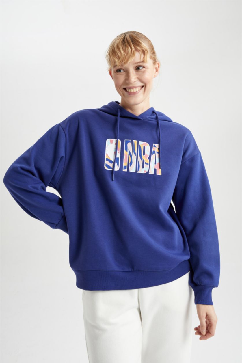 نساء أزرق فاقع سويت شيرت اوفر سايز بكابيشون من NBA