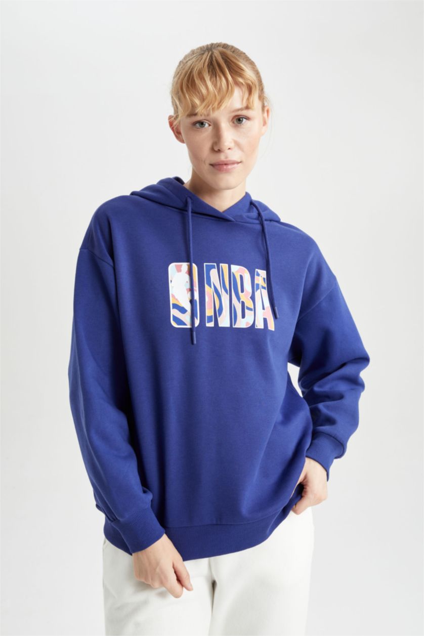 نساء أزرق فاقع سويت شيرت اوفر سايز بكابيشون من NBA