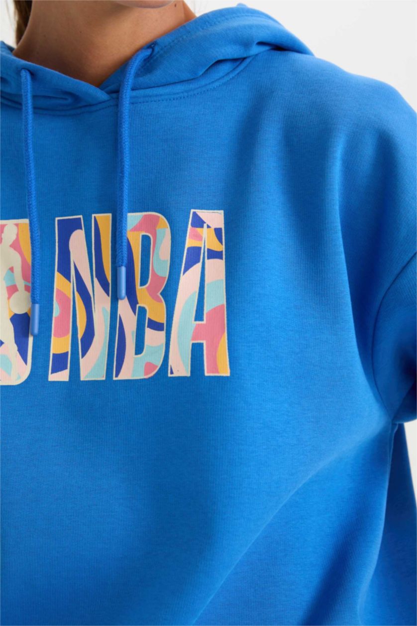 FEMME Bleu Sweat à capuche Oversize NBA Wordmark à Manches Longues de DeFacto Fit