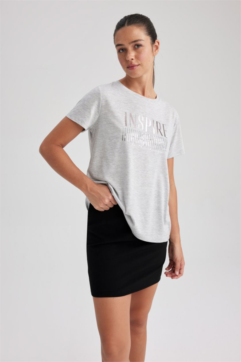 Женщины Серый меланж Relax Fit Short Sleeve T-Shirt