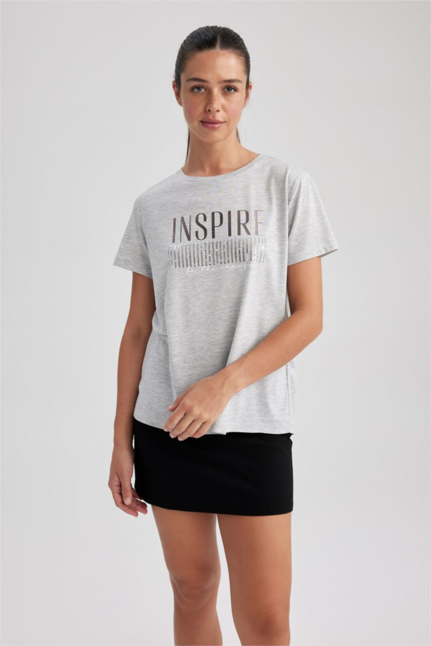 Женщины Серый меланж Relax Fit Short Sleeve T-Shirt