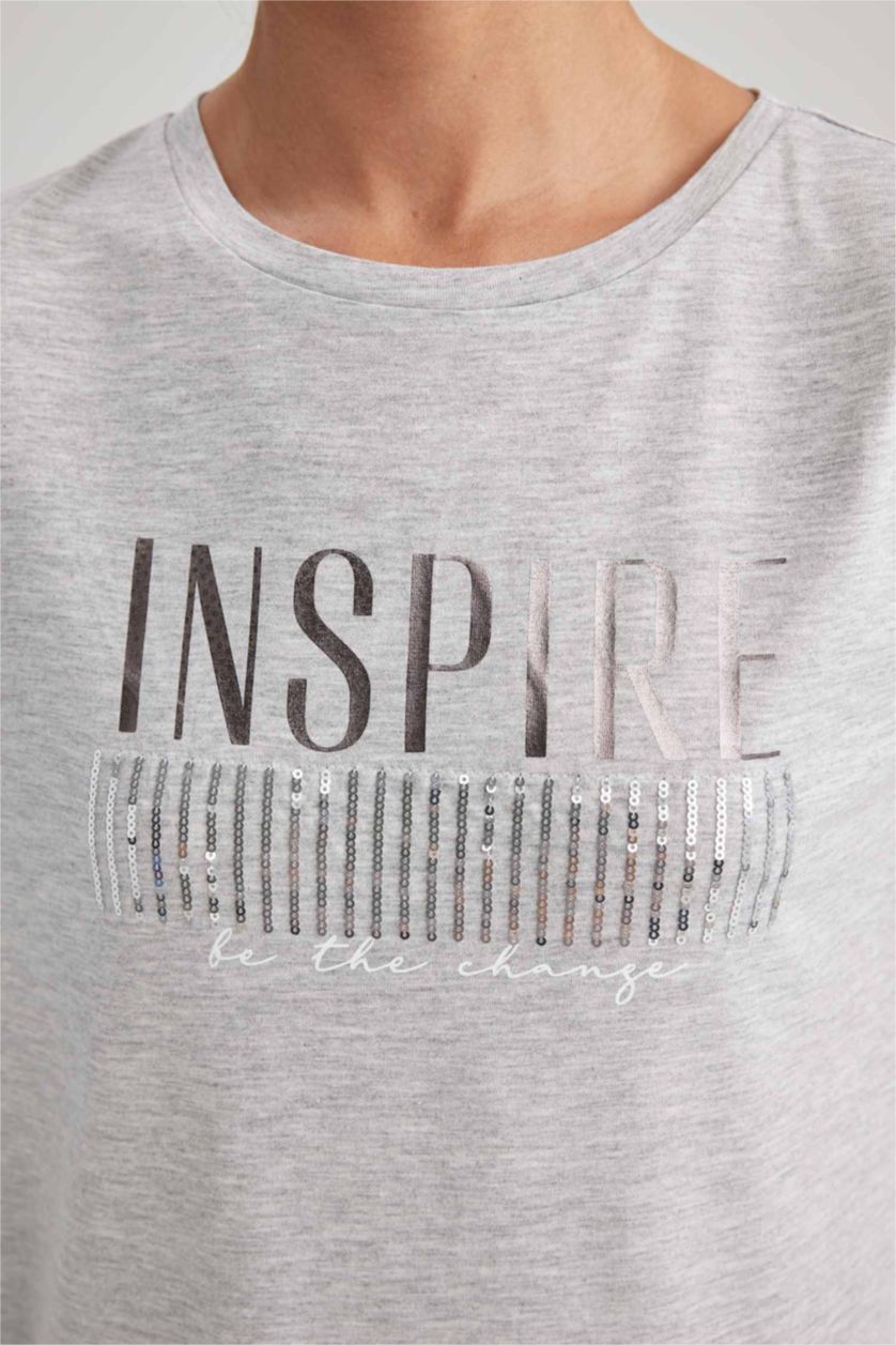 Женщины Серый меланж Relax Fit Short Sleeve T-Shirt