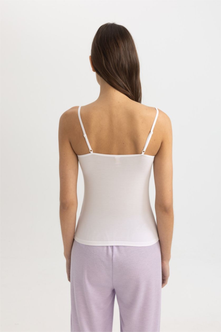 FEMME Blanc Débardeur coupe régulière Blanc en Modal Fin à Bretelles Fines Fall in Love