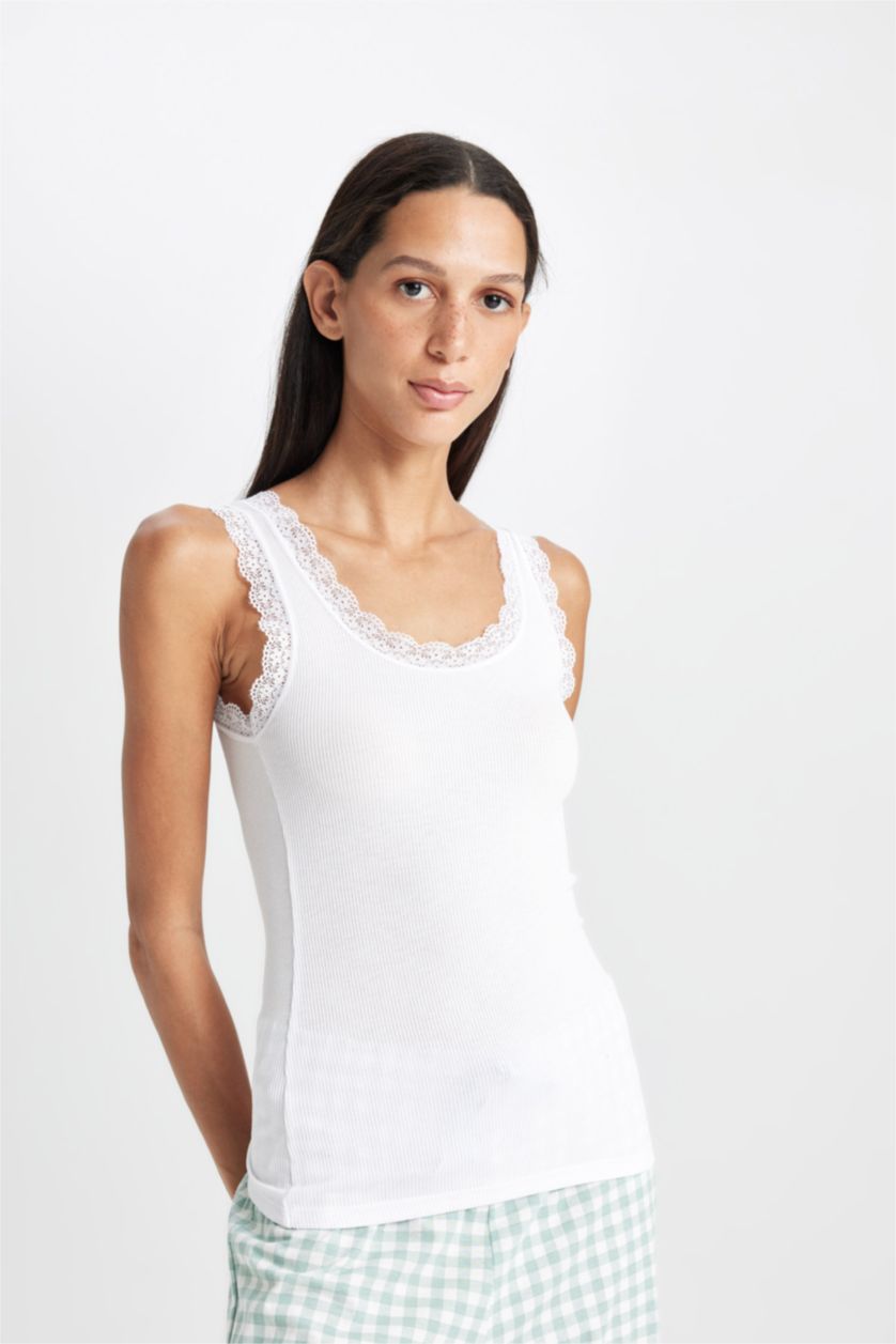 FEMME Blanc Débardeur à Coupe Régulière de Fall In Love