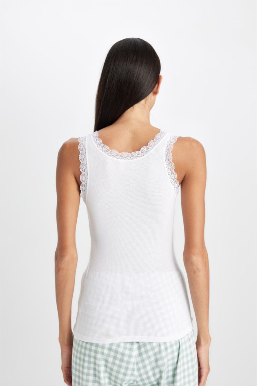 FEMME Blanc Débardeur à Coupe Régulière de Fall In Love