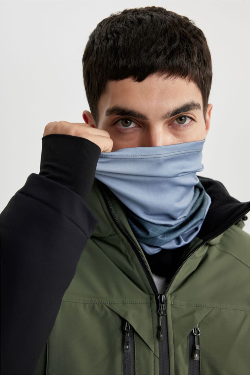 Men Dark Anthracite Man Printed Scarf
