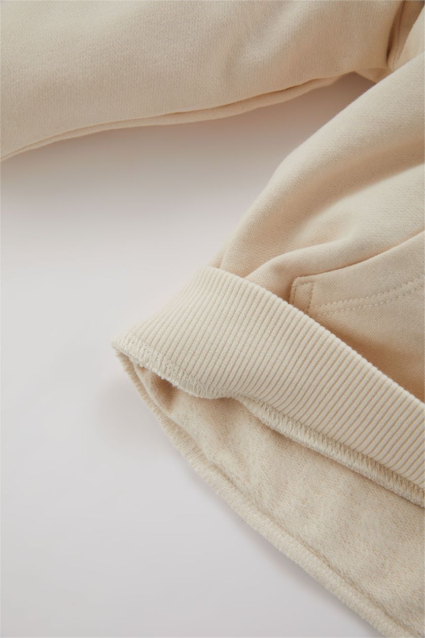 BABY BOY Beige 2 piece Regular Fit Hooded Slogan Set