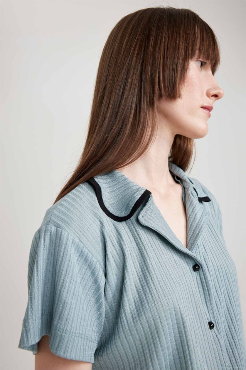 FEMME Bleu Ensemble En Tricot Coton 2