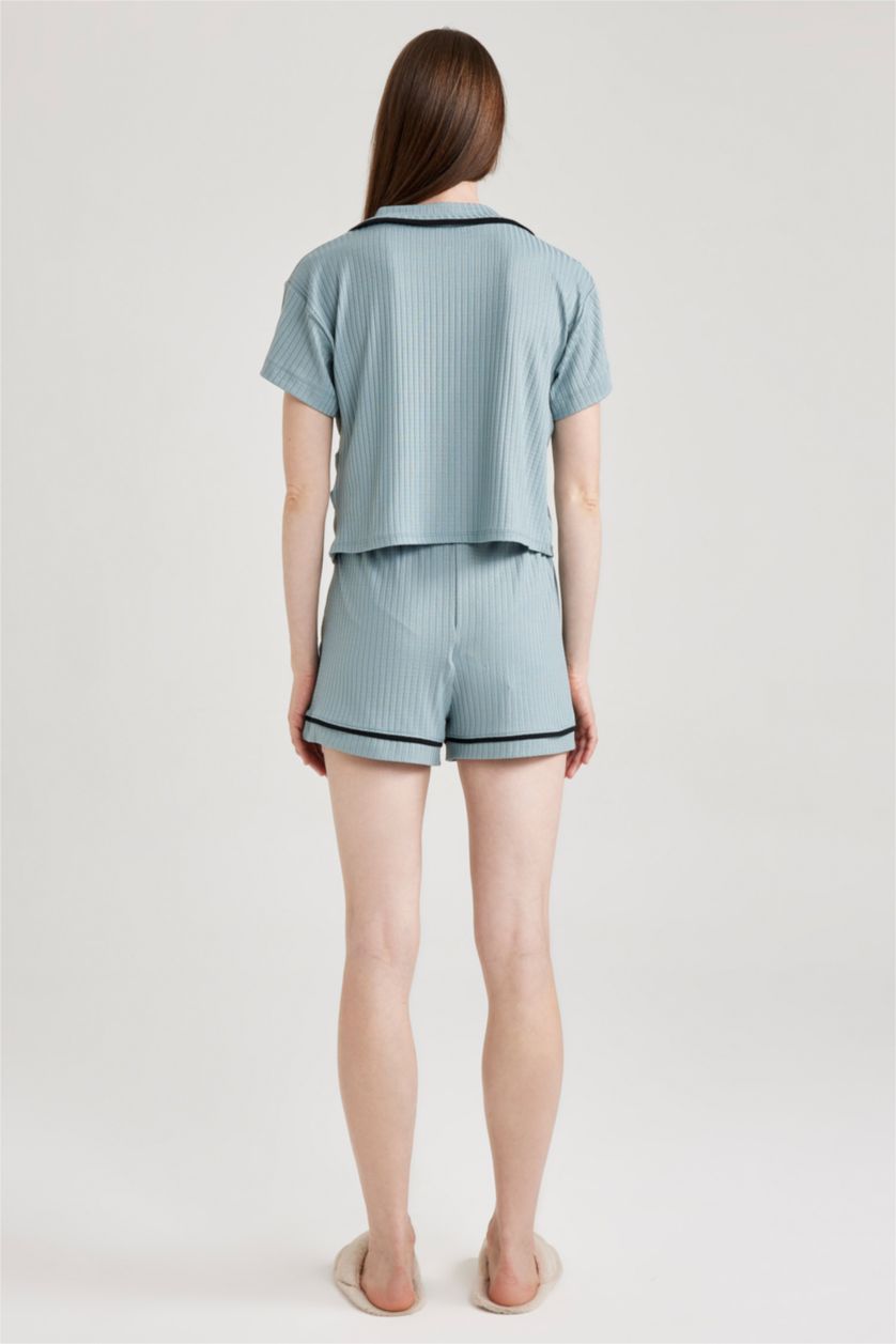 FEMME Bleu Ensemble En Tricot Coton 2