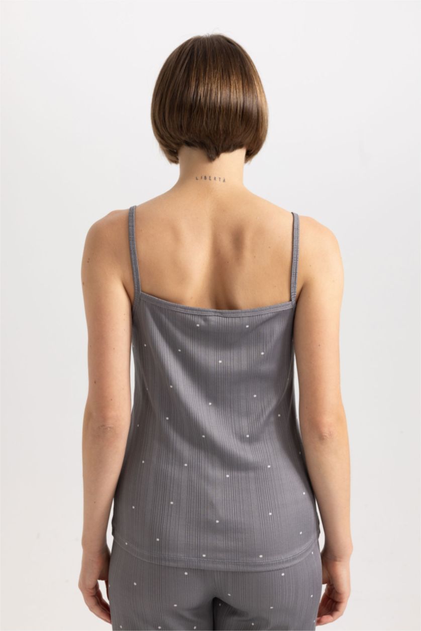 Kadın Gri Regular Fit Askılı Pijama Üstü-Fall in Love 