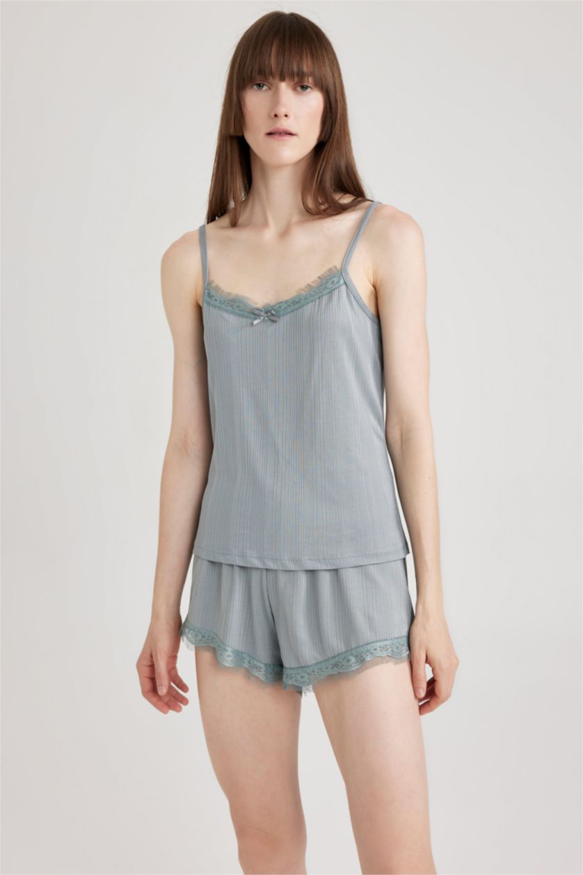 نساء نعناع بلوزة قطن قصة عادية بحمالات