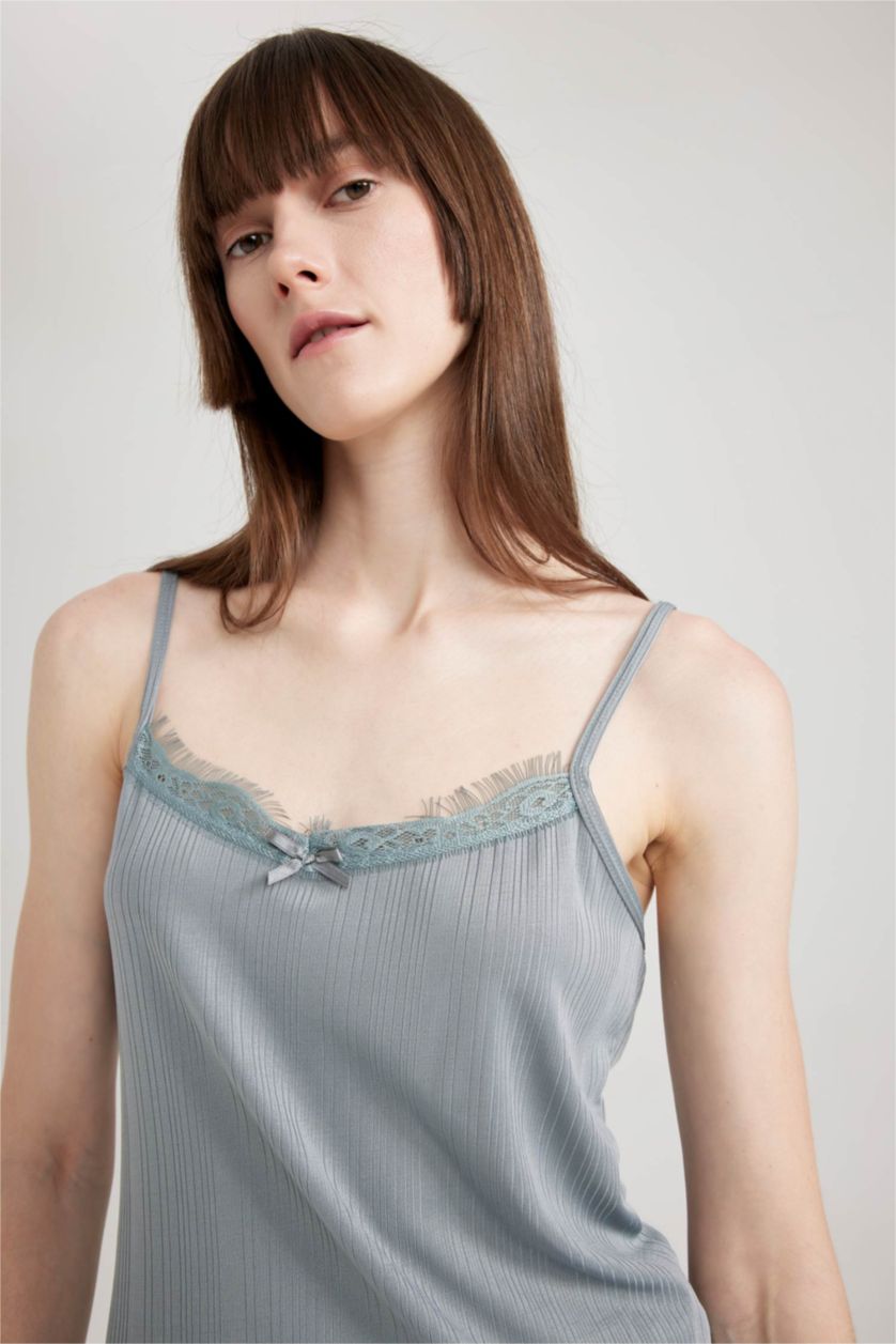 نساء نعناع بلوزة قطن قصة عادية بحمالات