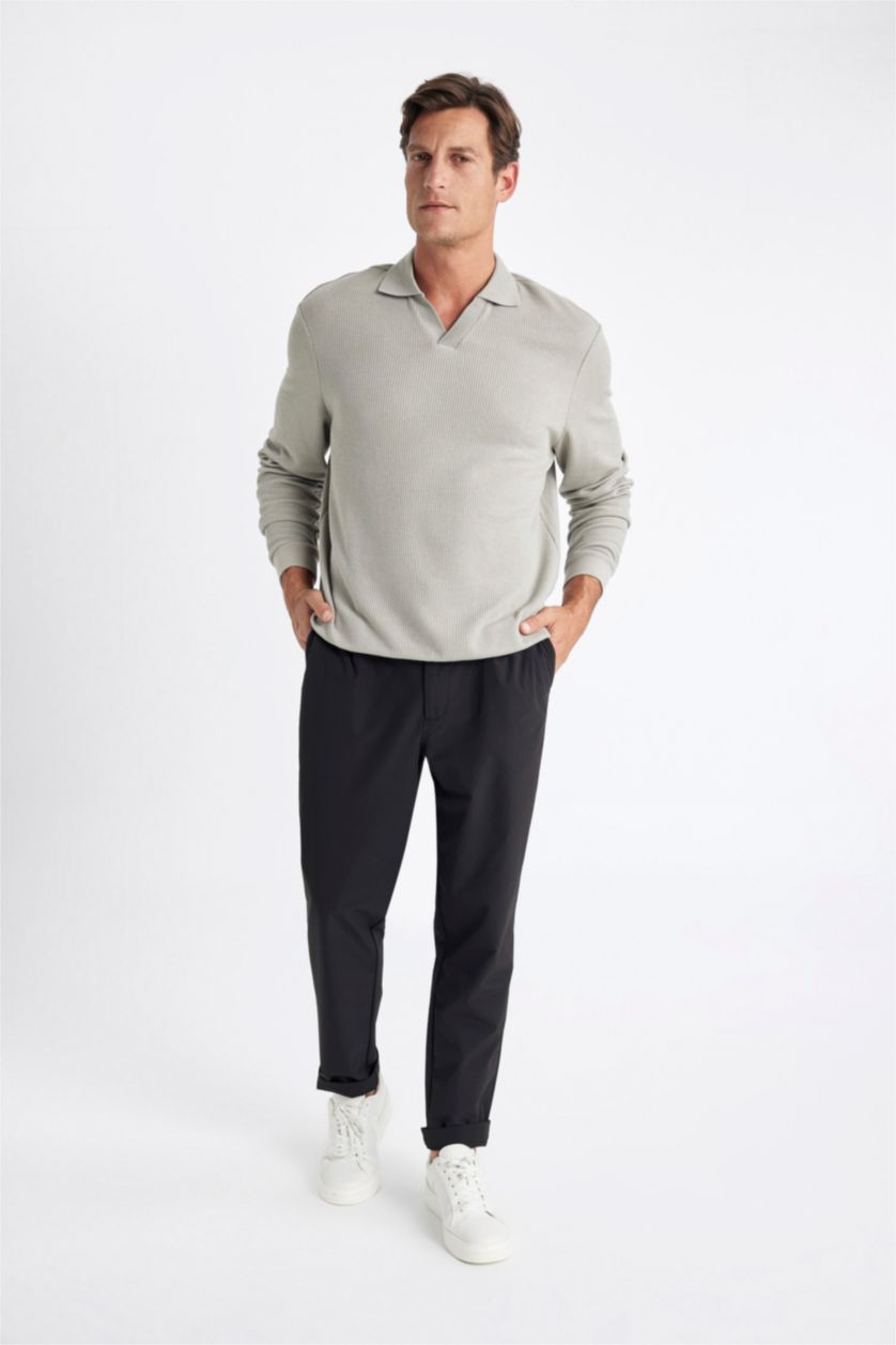 Erkek Açık Haki Regular Fıt Jakarlı Sweatshirt