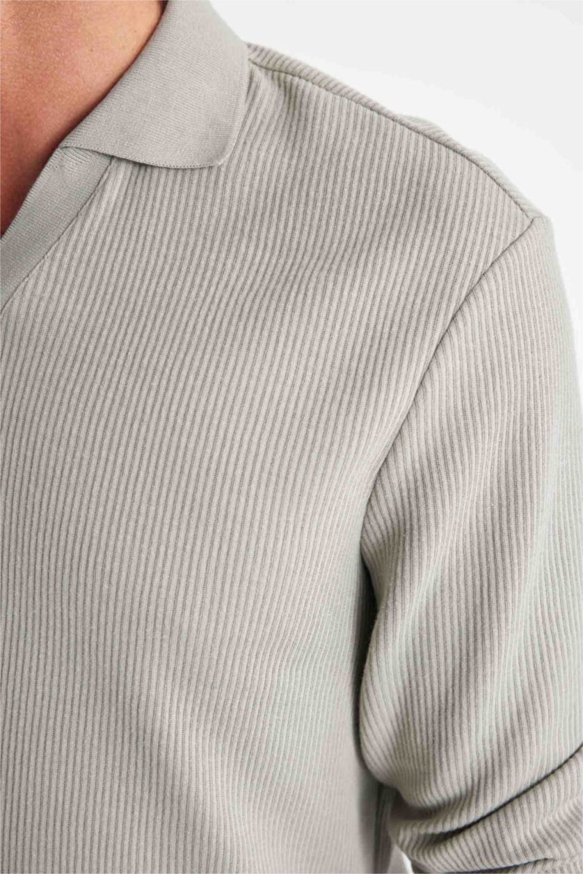 Erkek Açık Haki Regular Fıt Jakarlı Sweatshirt