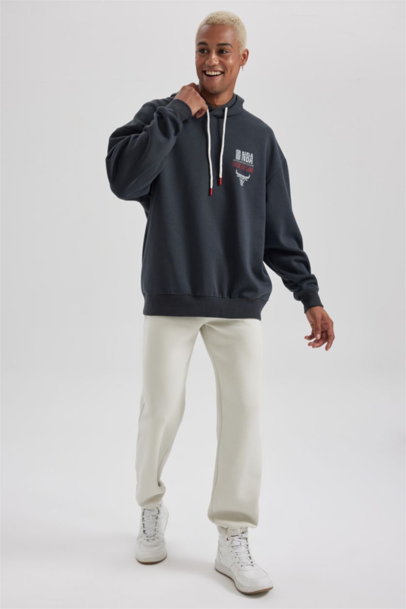 HOMME Anthracite Sweat- Shirt Coupe Oversize Encapuchonné De Chicago Bulls Defactofit Nba