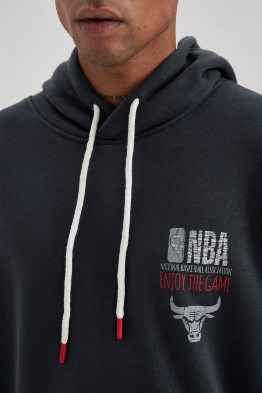 HOMME Anthracite Sweat- Shirt Coupe Oversize Encapuchonné De Chicago Bulls Defactofit Nba