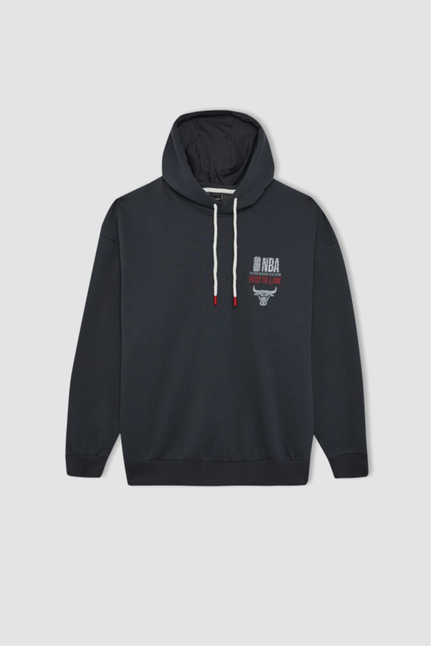 HOMME Anthracite Sweat- Shirt Coupe Oversize Encapuchonné De Chicago Bulls Defactofit Nba