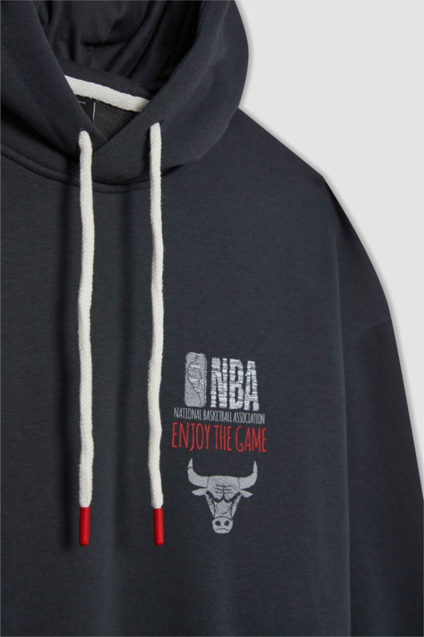 HOMME Anthracite Sweat- Shirt Coupe Oversize Encapuchonné De Chicago Bulls Defactofit Nba