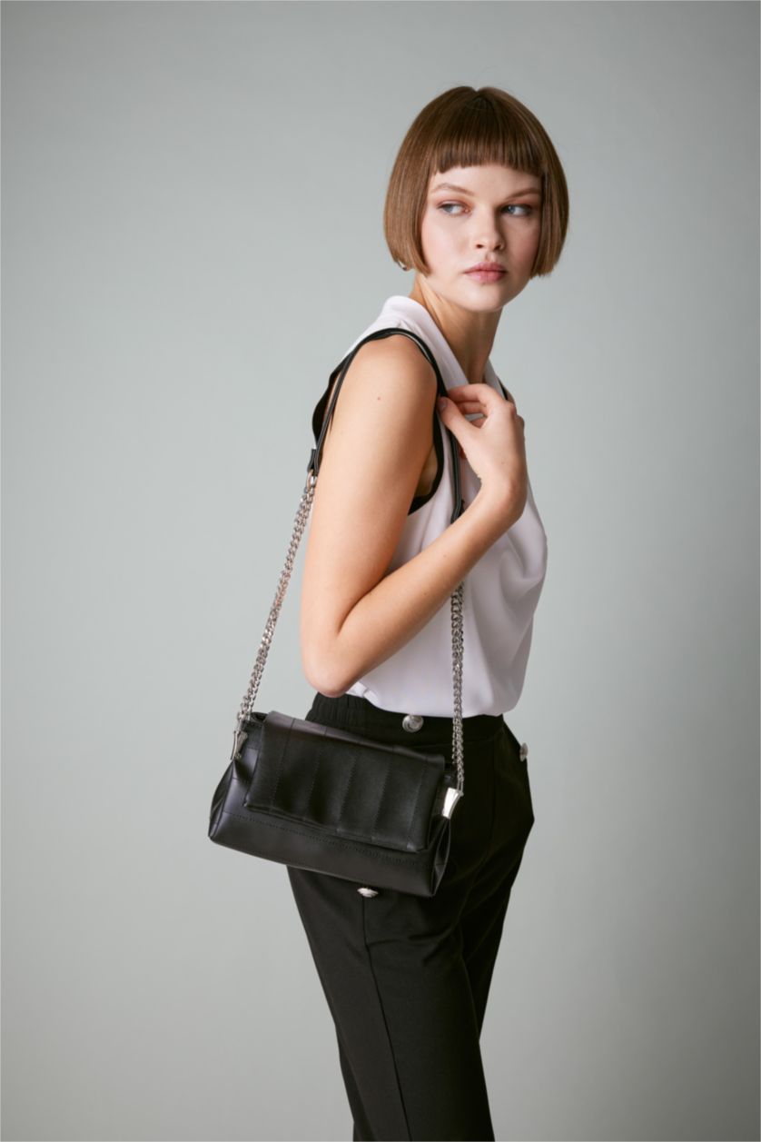 WOMAN White Slim Fit Degaje Neck Sleeveless Blouse