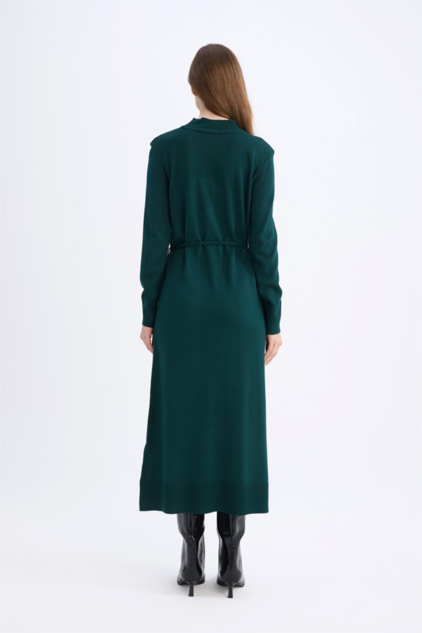FEMME Vert Foncé Robe Tricot Longue à Manches Longues