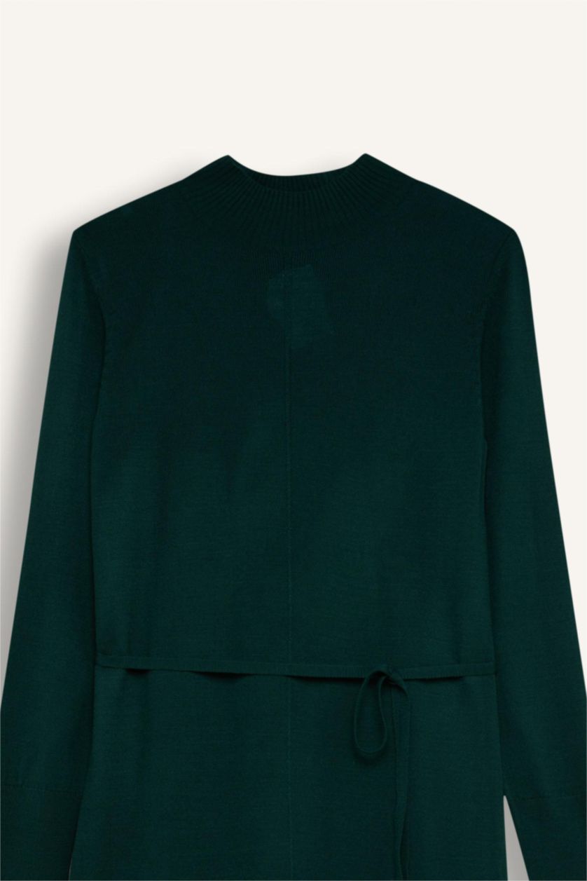 FEMME Vert Foncé Robe Tricot Longue à Manches Longues