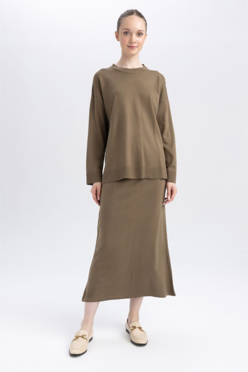 حريمي زيتوني جيبة تريكو قصة A