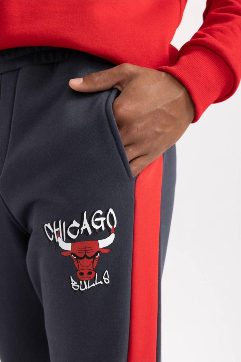 HOMME Anthracite Pantalon de Jogging Coupe Standard NBA Chicago Bulls de DefactoFit