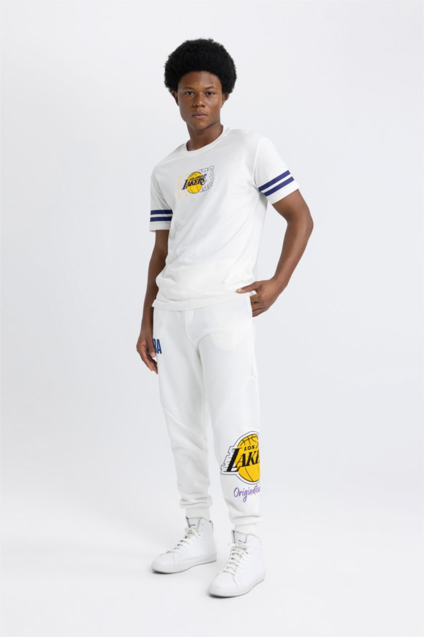 HOMME Écru Pantalon Jogging Coupe Standard De Defactofit NBA Los Angeles Lakers