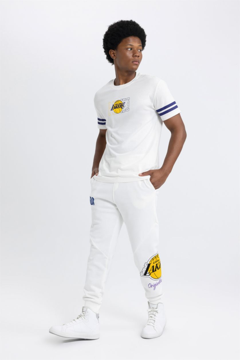 HOMME Écru Pantalon Jogging Coupe Standard De Defactofit NBA Los Angeles Lakers